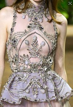 Luxury Fitted Dress With Intricate Embroidery, Luxury Beaded Crystal Embellishments, Beaded Jacket Haute Couture, Elie Saab Embroidery Details, Ellie Saab 2017 Haute Couture, Latest Bridal Dresses, Designer Kurti Patterns, Fancy Tops, Stylish Blouse Design