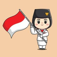 a cartoon character holding a flag and wearing a uniform with the colors of the national flag