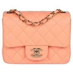 Chanel Salmon Peach Quilted Lambskin Square Mini Flap Bag Brand- Chanel Model- Square Mini Flap Bag Product Type- Crossbody, Shoulder Serial Number- A7****** Age- Circa 2022 Accompanied By- Chanel Box, Dust Bag, Care Booklet, Protective Felt Colour- Peach Salmon Hardware- Gold (24k Plated) Material(s)- Lambskin Leather Height- 13.5cm Width- 17cm Depth- 8cm Strap Drop- 52cm Interior- Pink Leather Closure- Turn Lock Country of Origin- Italy Condition Rating- Excellent Exterior Condition- The exter Chanel Crossbody Bag, Color Durazno, Salmon Peach, Peach Salmon, Chanel Fragrance, Chanel Crossbody, Dream Bag, Chanel Jumbo, Chanel Box