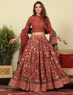 🔥Special Chaniya Choli Collection🔥 Bagru Hand Block Printed Designer Top, Skirt With Mulmul Printed Dupatta. Pure Cotton Fabric Product specifications :- - Fabric :- Cotton - Print :- Hand Block Print     Size :- - Top Sizes :- Medium - 38 inches; Large - 40 inches;     X-Large - 42 inches; 2X-Large - 44 inches; 3X-Large - 46 inches; - Top length :- 16-17 inch - Skirt length :- 40 inch - Skirt Flair :- 5.50 Mtr. (28 Kali) - Dupatta size :- 2.50 Mtr. Occasion :- Evening Wear, Cocktail, Festive wear, Party Wear, Wedding wear, Dating, Banquet, Garba Night, Formal Wear and Perfect gift for your Sister, Mother, Friend or Loved Ones. Note :-  Customization :- Made to Measure According to Your Size. Any Other customization According to Your Choice. THANKS! A beautiful Hand Block Print Cotton Le Semi-stitched Saree With Unstitched Blouse For Rituals, Transitional Ritual Saree With Unstitched Blouse, Transitional Kalamkari Print Sets For Puja, Traditional Drape Sharara With Block Print For Festivals, Traditional Drape Block Print Sharara For Festivals, Fitted Kalamkari Print Sets For Puja, Floor-length Kalamkari Traditional Wear For Diwali, Floor-length Traditional Wear With Kalamkari Print For Diwali, Traditional Sharara With Kalamkari Print For Diwali