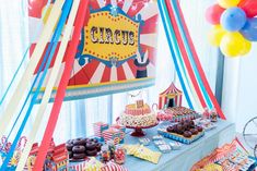 a circus themed birthday party with lots of food