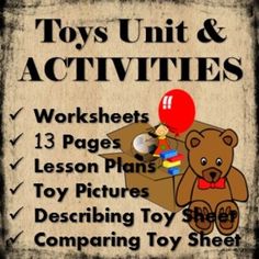 toys unit and activities worksheets lesson plans toy pictures describing toy size comparing toy sheet