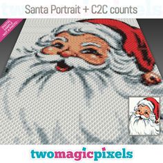 a cross stitch christmas card with santa's face on it and the words, santa portrait