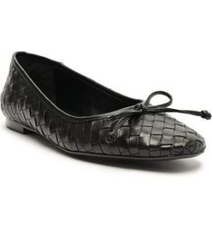 Schutz Arissa Woven Ballet Flat (Women) | Nordstrom Chic Woven Leather Ballet Flats With Round Toe, Chic Woven Leather Pointed Toe Flats, Chic Leather Flats With Intrecciato Weave, Chic Braided Leather Flats, Chic Leather Ballet Flats With Woven Sole, Elegant Woven Leather Ballet Flats With Round Toe, Chic Woven Leather Ballet Flats, Leather Flats With Intrecciato Weave For Spring, Elegant Ballet Flats With Woven Sole