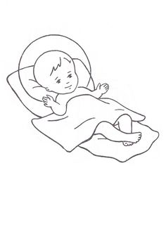 a drawing of a baby sleeping on a pillow