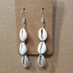 New! Handmade Sea Shell White Metal Silver Colored Shell Beads Silver Colored Hardware Drop Pierced Earrings Mermaid Vibes White Teardrop Beaded Earrings For Beach, Bohemian White Earrings For Beach, Nickel-free White Summer Earrings, Handmade White Beaded Earrings For Vacation, Nickel-free White Earrings For Summer, White Nickel-free Earrings For Summer, White Dangle Earrings For Beach, White Earrings With Ear Wire For Vacation, White Dangle Earrings For The Beach