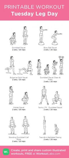 the printable workout poster shows how to do an exercise with your legs and arms