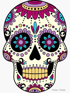 a sugar skull with colorful flowers on it