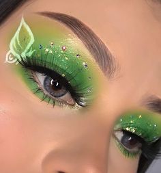 Elven Makeup, Fairy Halloween Makeup, Sweet 16 Makeup, Green Eye Makeup, Butterfly Makeup, Easy Makeup Tutorial, Green Makeup