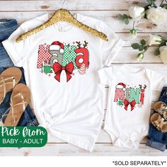 Shirts sold separately.  Choose your first shirt size and color enter mama or mini in the personalization box and add to cart.  Come back to listing and repeat the process. Our Mama and Mini Christmas Shirts are perfect for matching family outfits. Great for Mom and Daughter gifts, these Mom and Baby matching shirts make a fun Christmas outfit for toddlers. ✅SHIRT FEATURES   -Super Soft Feel -Crisp Graphic Print  -Direct to Garment Printing - No Vinyl Iron on -Eco-Friendly Process -Love It Things to know: - Each item is handmade to order! - We use Rabbit Skins Bodysuits for infants and Bella Canvas for all other sizes. (if something goes out of stock we will swap for comparable when necessary) Our goal is consistency and reliability. Please refer to our size charts when choosing for you or Mom And Daughter Christmas Shirts, Fun Christmas Outfits, Mom And Toddler, Matching Family Shirt, Toddler Christmas Outfit, Mama And Mini, Toddler Size Chart, Gifts Mom, Daughter Christmas