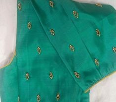 Simple Neck Work Designs For Blouses, Threadwork Blouse Designs Simple, Simple Buttas For Blouse, Simple Butta Blouse Design, Butta Designs For Blouse, Buttis Blouse Design, Simple Embroidery Motifs, Buttas In Aari Work Blouse, Very Simple Aari Work Blouse Design Blue