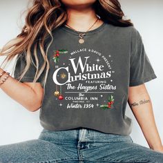 Celebrate the magic of the holidays with this vintage White Christmas movie shirt, perfect for fans of classic holiday films. 🌟 This retro-inspired tee is a must-have for your winter wardrobe and makes a thoughtful gift for any movie lover. High-quality cotton blend material for a soft and comfortable fit Features a unique retro design inspired by the beloved White Christmas movie Available in multiple sizes and colors to suit your style Perfect for holiday parties, family gatherings, or cozy n White Christmas Movie, Christmas Movie Shirts, Comfort Colors Sweatshirt, Xmas Shirts, Christmas Movie, Sister Shirts, Holiday Shirt, Movie Shirts, Shirt Fits