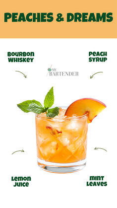 Peaches & Dreams Peach Cobbler Drink Recipe, Peaches And Cream Cocktail, Peach Vodka Drinks, Peach Whiskey, Peach Vodka, Mix Drinks, Peach Syrup