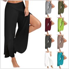 Frilly Top, Junior Pants, Wide Leg Yoga Pants, Side Pants, Moda Boho, Colored Pants, Pantalon Large, Loose Pants, Pants Women