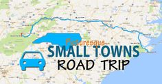 a map with the words small towns road trip in front of it and a blue bus