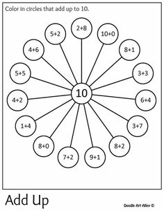 color in circles that add up to 10