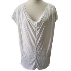 100 % Nwt Cotton White T-Shirt Soft And Lightweight Spring Daywear Tops With Scoop Neck, Scoop Neck Tops For Spring Daywear, Scoop Neck Spring Tops For Daywear, White V-neck Tops For Daywear, Casual Scoop Neck Tops For Daywear, White Short Sleeve Tops For Daywear, Ballet Top, Summer Knit Tops, Suede Tops