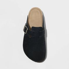 Upgrade your footwear collection with these Betsy Mule Flats from Universal Thread™. These stylish clog mules feature a neutral suede finish to pair with a wide range of casual or dressier outfits for go-to styling. Featuring a round-toe front and an instep strap with a metal buckle accent, they bring on-trend flair to your look. These flat clog mules with a medium shoe width offer comfortable wear, while a slip-on style makes them easy to put on and take off. Universal Thread™: The denim collec Clog Mules, Tan Mules, Rose Gold Flats, Clogs Heels, Mule Flats, Black Clogs, Target Shoes, Black Mules, Platform Clogs