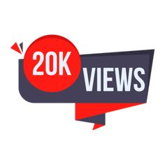 the 20k views logo is shown in red and black with an arrow pointing to it