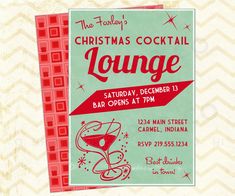 a christmas cocktail lounge flyer for the holiday cocktail lounge on december 13th, 2013 at 7pm