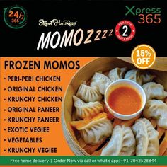 the menu for momo's frozen momos