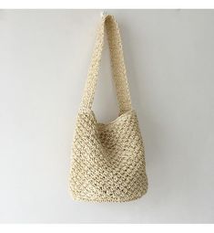 Straw Shoulder Bucket Bag, Minimalistic Basket Design, Small Size, Han – Elena Handbags Trendy Handwoven Beige Bucket Bag, Trendy Beige Bags In Natural Fiber, Eco-friendly Bucket Bag For Summer, Eco-friendly Summer Bucket Bag, Beige Crochet Bucket Bag For Vacation, Trendy Woven Bucket Beach Bag, Trendy Woven Beach Bag In Bucket Shape, Chic Beige Straw Crochet Bag, Casual Woven Shoulder Bag Made Of Paper Straw