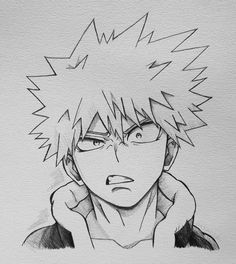 a drawing of an anime character with his head tilted to the side and eyes closed