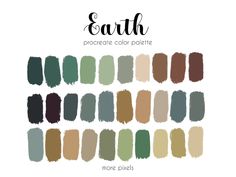 the earth color palette is shown in different shades