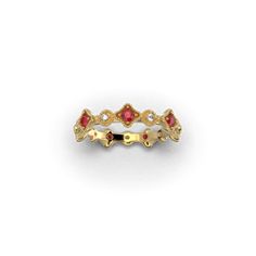 Ruby and Diamonds Eternity Gold Band made in Italy by Oltremare Gioielli