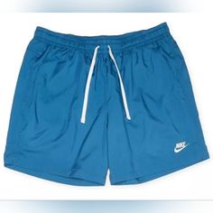 Final Price Drop! Price Is Firm! New With Tags Nike Sportswear Sport Essentials Men's Woven Lined Flow Shorts Blue Size Xl. Details: 100% Authentic Style Number: Ar2382-407 Material: 100% Polyester Color: Blue / White Size: X-Large Standard Fit For A Relaxed, Easy Feel Mid Thigh Length 5.5" Inseam An Elasticated Waistband And Drawcord Provide A Comfortable, Personalized Fit Side Pockets One Open Pocket On Back Futura Logo On The Left Leg Is Embroidered. Size Approximately: Waist 17" One Side, 17 Flow Shorts, Sweat Shorts Men, Sport Essentials, Man Weave, Sweat Shorts, Shorts Athletic, Nike Shorts, Price Drop, Athletic Shorts