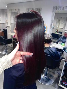 #cherryredhair #cherry #hair #redhair Dark Red Extensions, Burnt Cherry Hair Color, Deep Red On Black Hair, Magenta Dark Hair, Dark Red With Red Highlights, Cherry Red Hair Straight, Dark Red And Dark Brown Hair, Dark Red Black Hair Color, Cherry Red Lowlights