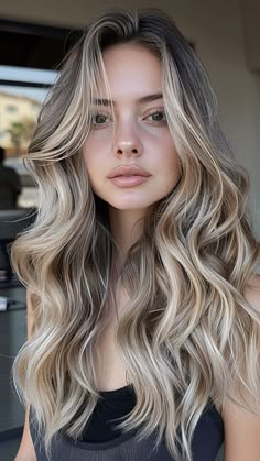 Face Light Hair Color, Ash Brown Hair With Highlights Blondes, Light Hair Colors Ideas, Half Blonde Balayage, Cool Blonde Balayage On Dark Hair, Bronde Layered Hair, From Brown To Blonde Hair Transition, Popular Blonde Hair Color 2024, Blond Hair With Brown Roots