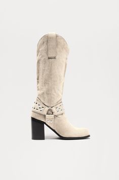 Available In Cream. Knee High Cowboy Boots Hardware Detail Square Toe 3" High Heel Block Heel Imported | Free Riders Cowboy Boots in Cream size 6 by Fashion Nova Mid Calf Cowboy Boots, High Cowboy Boots, Knee High Cowboy Boots, Cream Fashion, Mid Calf, Sale Items, Cowboy Boots, High Heel, Knee High