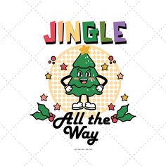 a christmas tree with the word jungle all the way on it's face and stars around