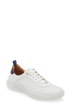 Mixed textures and a back pull-tab distinguish a contemporary Spanish low-top sneaker grounded by a cushioned footbed for lasting wear. Lace-up style Removable insole Leather upper and lining/rubber sole Made in Spain Sneaker Men, Pull Tab, Up Styles, Low Top, Top Sneakers, Rubber Sole, White Black, Leather Upper, White And Black