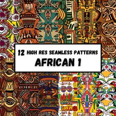 the cover of 12 high res seamless patterns for african 1, which includes an image of