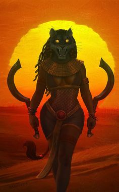 an image of a cat that is walking in the desert with a demon like face on it's head