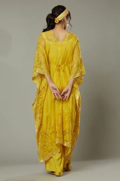 Shop for I am Design Yellow Silk Organza Mango Bite Candy Applique Kaftan And Pant Set for Women Online at Aza Fashions Yellow Bohemian Dress With Zari Work, Bohemian Yellow Dress With Zari Work, Traditional Yellow Wedding Kaftan, Yellow Kaftan For Wedding And Festivals, Yellow Floor-length Kaftan For Wedding, Gold Maxi Length Salwar Kameez, Yellow Chikankari Embroidery Kaftan, Yellow Kaftan With Dupatta For Eid, Yellow Resham Embroidered Kaftan For Festivals