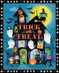 a halloween poster with the words trick or treat on it