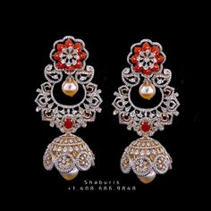 Diamond Jhumka,coral Diamond Jhumka Jewelry Designs,south Indian Jewelry,jhumka Earrings,jhumki,coral Indian Jewellery Designs NIHIRA - Etsy Luxury Red Jhumkas For Festivals, Diamond Jhumkas, Jewellery Board, Bridal Jewelry Collection, Indian Jewellery Design, Jewelry Indian, Jhumka Earrings