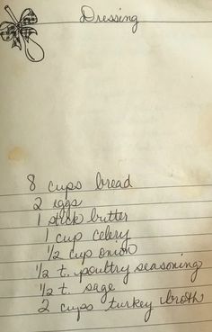 an old recipe book with writing on it