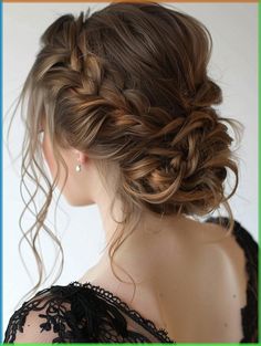 Discover how to create the perfect messy bun for long hair with our comprehensive style guide. Explore various techniques from the basic twist to intricate braided designs. Perfect for casual days or formal events, these styles are versatile and chic. Low Messy Bun Wedding Hair Bridesmaid Side Braids, Hoco Messy Bun, Formal Messy Bun Hairstyles, Hairstyles For Long Hair Formal Event, Messy Bun For Wedding Bridesmaid, Bun Updos For Prom, Formal Updo Long Hair, Wedding Hairstyles Bun Messy, Hairstyle Bun Messy