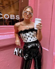 1,997 Likes, 49 Comments - Gergana Ivanova (@fashionismyfortee) on Instagram: “Needing all the coffee on this Monday 😴☕️ had the most eventful weekend celebrating Lylle and I’s…” Gergana Ivanova, Polka Dots Outfit, One Year Anniversary, Witch Outfit, The Coffee, Year Anniversary, First Year, Fitness Inspo, Strapless Top