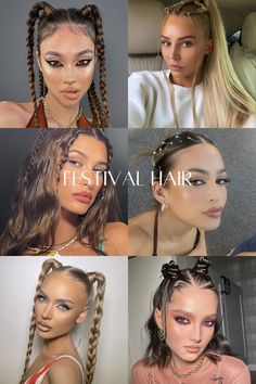 Festival Hairstyles Braids, Acl Fits, Rave Braids Festival Hair, Techno Festival Outfit, Summer Festival Hair, Hairstyles Festival, Hard Summer Festival Outfit, Easy Festival Hair, Hard Summer Festival