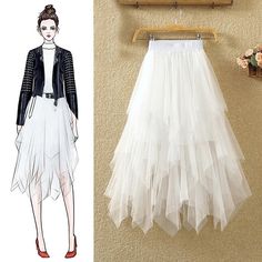 Black Irregular Mesh Gauze Women's Spring and Summer High Waist Wild Was Thin A Word Puff Skirt Skirt Long Skirt Tulle Skirt Fashion, Puff Skirt, Womens Tulle Skirt, Long Midi Skirt, Gonna In Tulle, Tulle Skirts, High Waisted Pleated Skirt, Tulle Tutu Skirt, Long Midi