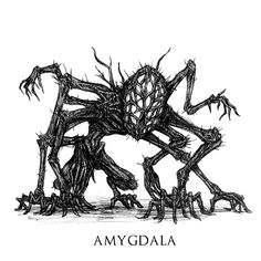 an ink drawing of some kind of creature with the words'my goda '