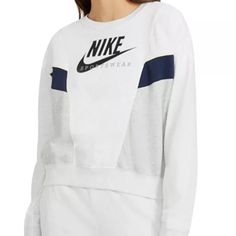 Nwt Nike Sportswear Heritage Crewneck Sweatshirt Small Designed For A Relaxed Fit Crewneck Pullover Style Long Sleeves Colorblocked Loopback Style Rib-Knit Trim 80% Cotton/20% Polyester; Rib: 100% Cotton Nike Women Sweatshirt, Nike Crewneck, Smooth Face, Nike Pullover, Nike Sweatshirts, Nike Hoodie, Sweatshirts Online, Branded Sweatshirts, Workout Hoodie