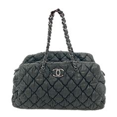 Designer Quilted Tote Shoulder Bag, Luxury Quilted Satchel Bag, Luxury Quilted Shoulder Bag For Travel, Luxury Gray Bag With Zipper Closure, Luxury Gray Shoulder Bag With Top Carry Handle, Luxury Soft Leather Gray Bag, Luxury Quilted Double Handle Bag, Designer Quilted Bag With Double Handle, Designer Quilted Shoulder Bag For Travel