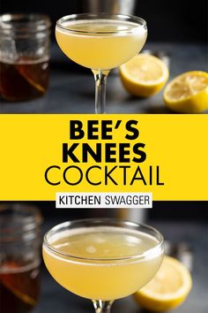 the bee's knees cocktail is served in coupe glasses