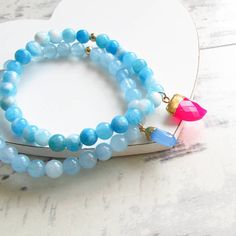 Azure Aqua Jade Gemstone Bracelet Gemstone Beaded Bracelet Blue Gemstone Beads Bangle Bracelet, Blue Bangle Bracelets With Gemstone Beads, Blue Beaded Agate Bracelets, Light Blue Faceted Beads Bracelet As A Gift, Light Blue Faceted Beads Bracelets As Gift, Light Blue Faceted Beads Bracelet For Gift, Blue Gemstone Bracelets With Round Beads, Hand-strung Blue Agate Bracelets, Bohemian Blue Faceted Bracelet